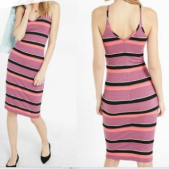 Express strappy midi dress striped pink and purple size xs - Picture 1 of 6